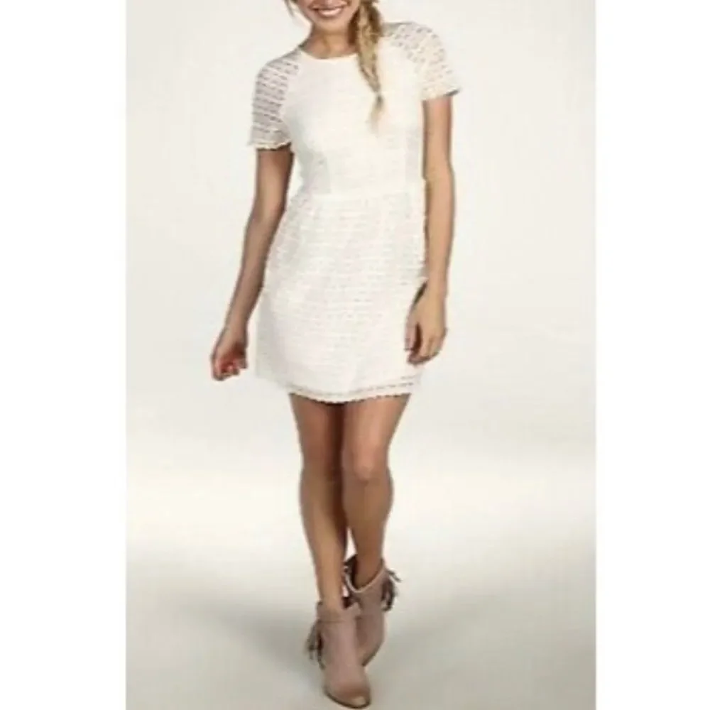 Free People Candy Ivory Lace Vintage Inspired Mini Dress - Picture 3 of 14